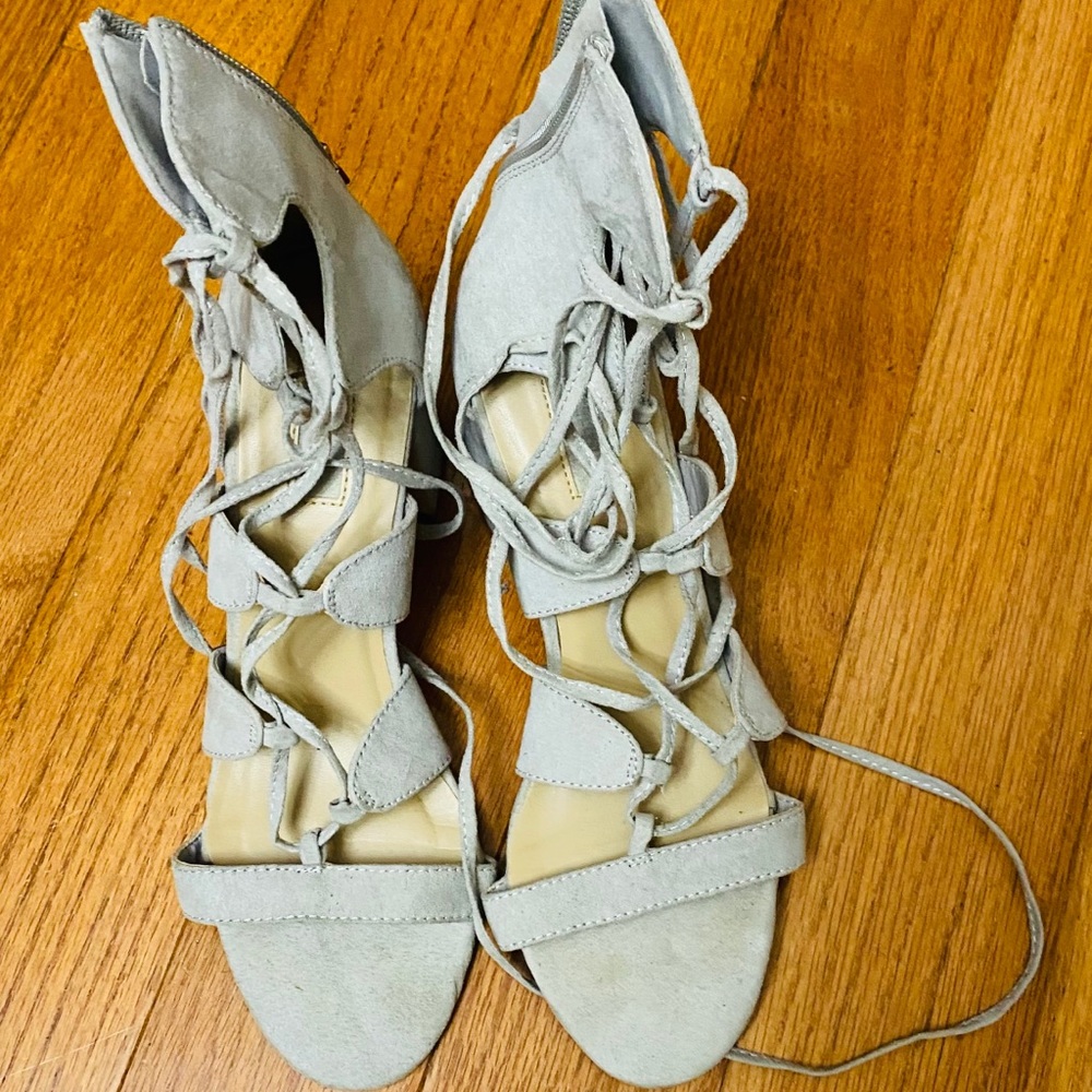 Forever 21 sandals lace up cage block heels